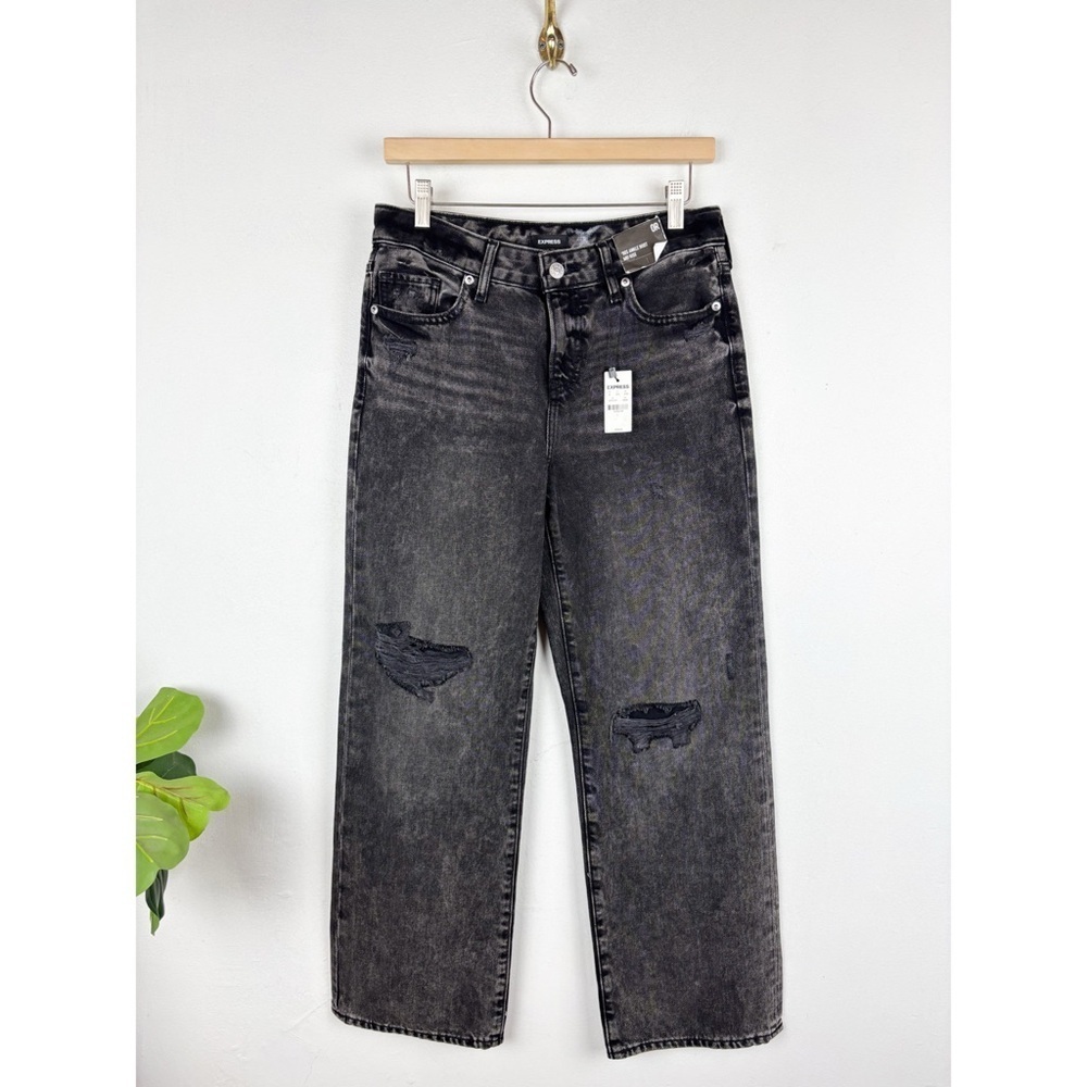 NWT Express Black 90s Mid Rise Ankle Boot Distressed Jeans Sz 0R